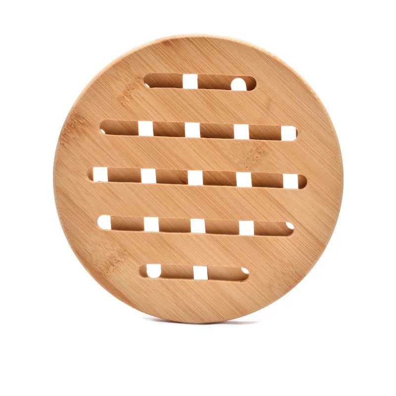 1 Pc Round Bamboo Kitchen Heat Insulation Pads Natural Bamboo Mat for Hot Dishes/Pot/Bowl/Teapot/Hot Pot Holders