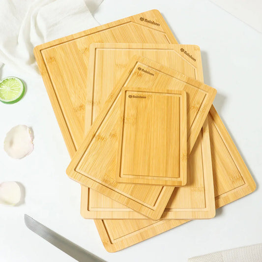 Natural bamboo wood cutting board for bread and vegetables