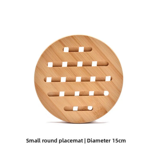 1 Pc Round Bamboo Kitchen Heat Insulation Pads Natural Bamboo Mat for Hot Dishes/Pot/Bowl/Teapot/Hot Pot Holders
