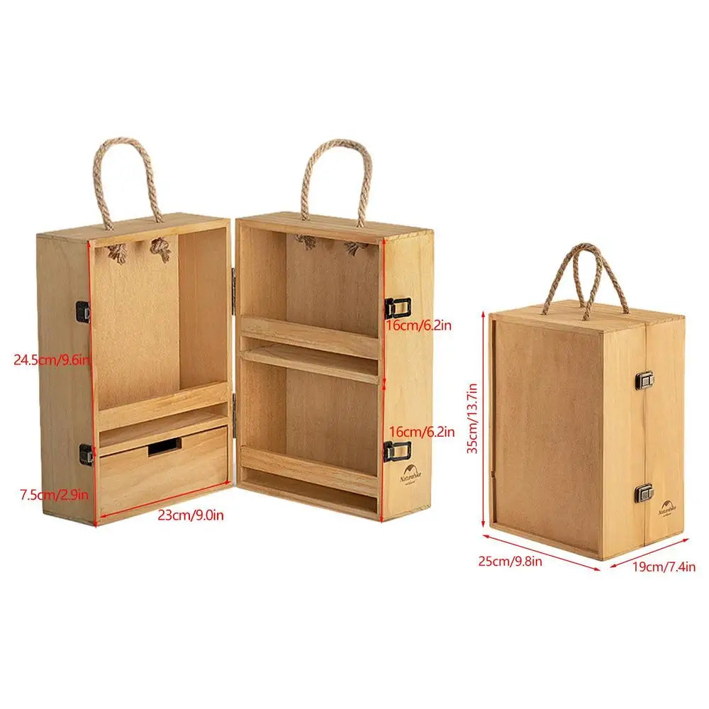 Naturehikes Camping Multilayered Seasoning Cabinet Wooden Spice Storage Organizer Bin Portable BBQ Spice Shaker Container Holder
