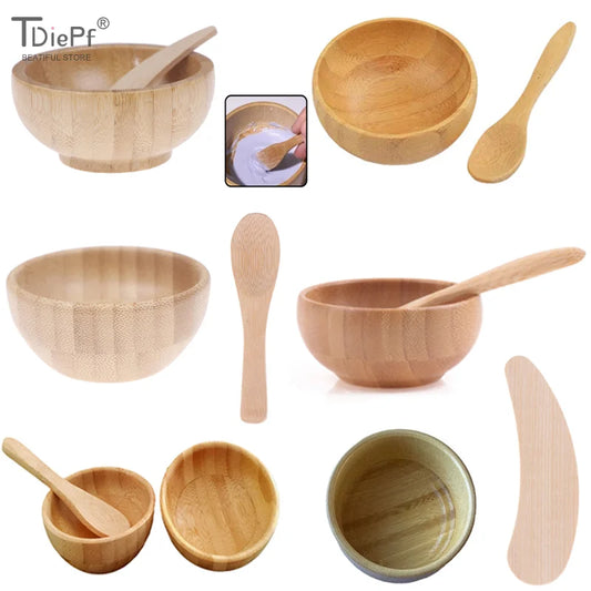 1set Mask Bowl Women Lady DIY Facial Mask Kit Face Mask Bamboo Bowl Mixing Stick Spoon Spatula Kit Cosmetic Beauty Tool SkinCare