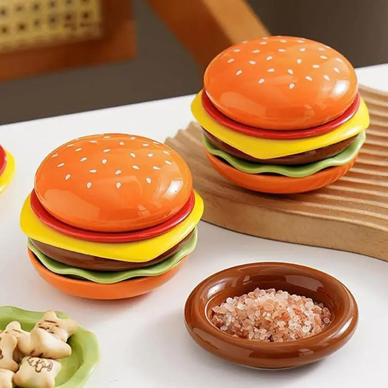 Plates And Bowls Sets Hamburger Plate Set 6-Layer Stackable Kitchen Dinnerware Burgers Shape Side Dishes Dessert Tableware For