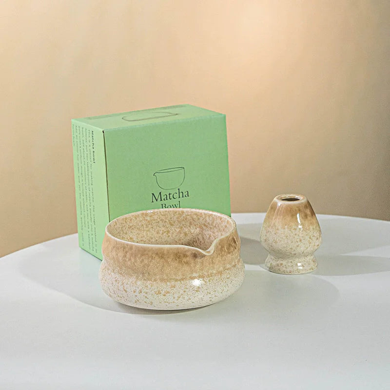 Matcha bowl Ceramic Matcha Green Tea Chasen Holder Stand Bowl Bamboo Whisk Grinder Brushes Tea Tools Holder Gradient Color