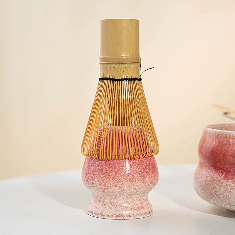 Matcha bowl Ceramic Matcha Green Tea Chasen Holder Stand Bowl Bamboo Whisk Grinder Brushes Tea Tools Holder Gradient Color