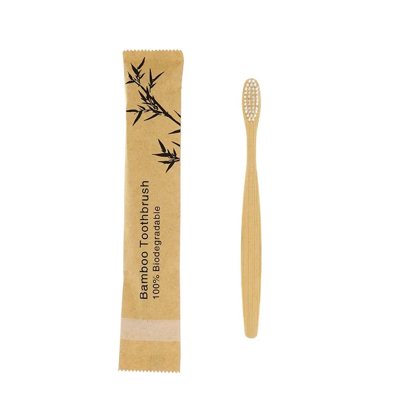 50Pcs Kids Bamboo Toothbrush Soft Bristles Eco Plastic-Free Toothbrushes Oral Care Wooden Tooth Brush Eco Bamboo Handle