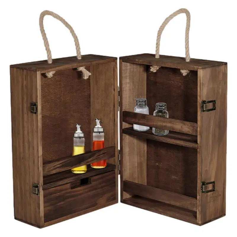 Naturehikes Camping Multilayered Seasoning Cabinet Wooden Spice Storage Organizer Bin Portable BBQ Spice Shaker Container Holder