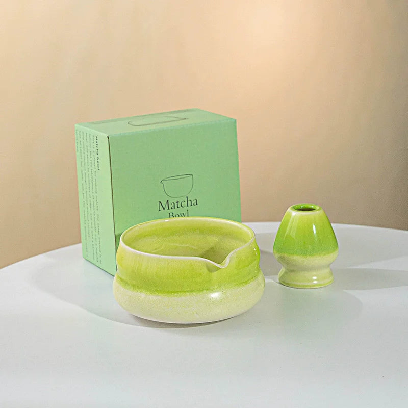 Matcha bowl Ceramic Matcha Green Tea Chasen Holder Stand Bowl Bamboo Whisk Grinder Brushes Tea Tools Holder Gradient Color