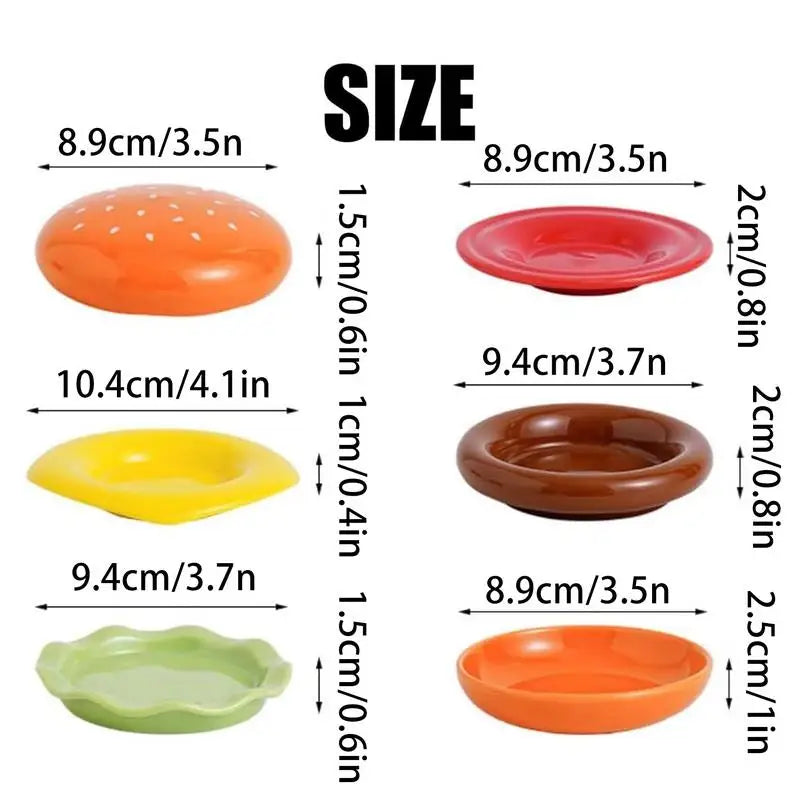 Plates And Bowls Sets Hamburger Plate Set 6-Layer Stackable Kitchen Dinnerware Burgers Shape Side Dishes Dessert Tableware For