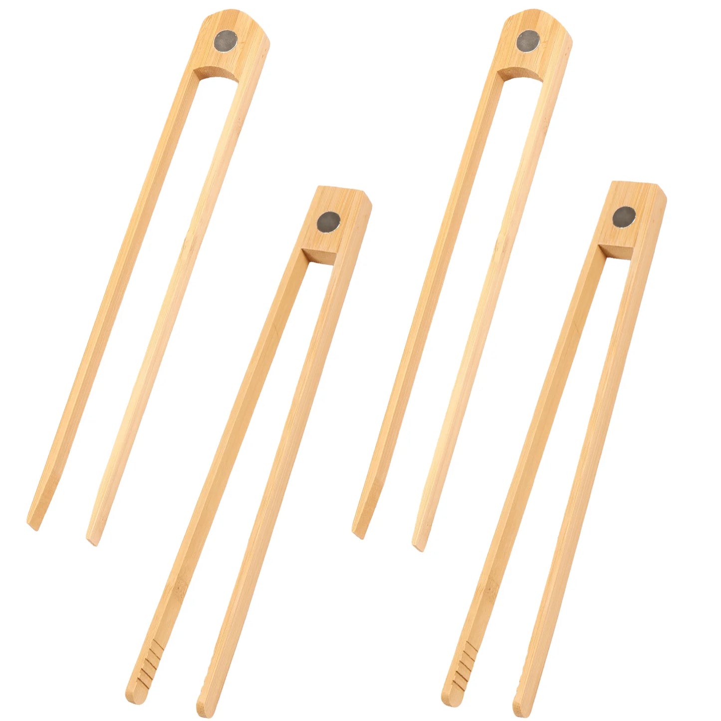 Bamboo Toaster Tong Set Easy to Use Magnet Bamboo Toast Utensil Accessories Sturdy Toaster Cooking Tongs Kit for Bread Bacon