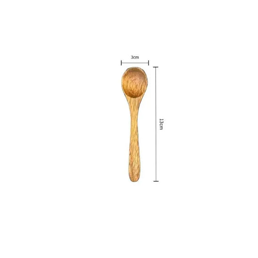 5PCS Wooden Round Cooking Utensil Natural Bamboo Non Stick Long Handled Soup Spoons Sugar Tea Honey Scoops Kitchen Tableware