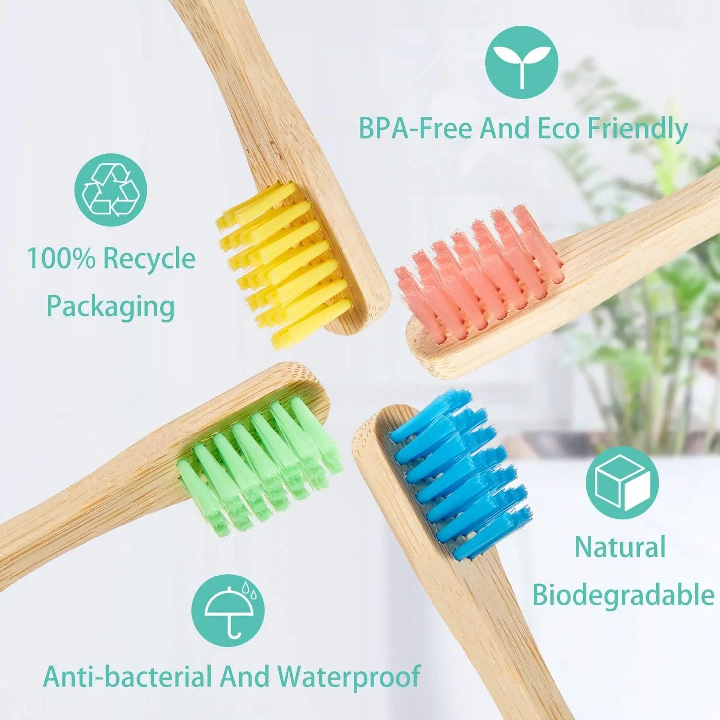 10pcs Round Handle Adult & Children Natural Eco Friendly Travel Tooth Teeth Brush Bamboo Toothbrush With Medium Hard Bristlesth