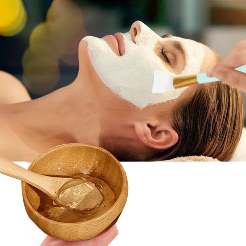 1set Mask Bowl Women Lady DIY Facial Mask Kit Face Mask Bamboo Bowl Mixing Stick Spoon Spatula Kit Cosmetic Beauty Tool SkinCare