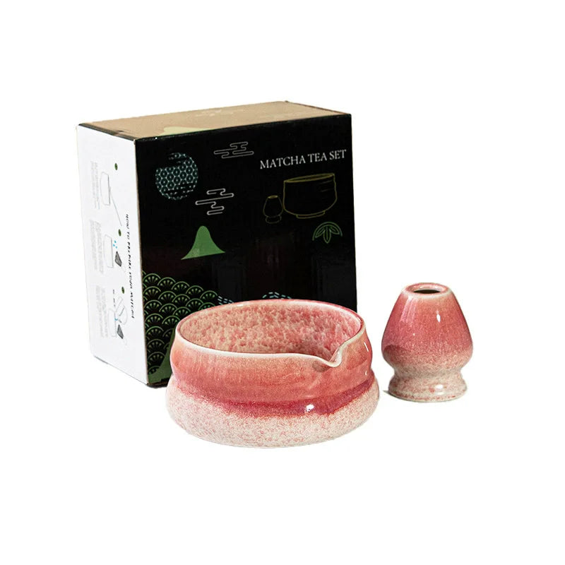 Matcha bowl Ceramic Matcha Green Tea Chasen Holder Stand Bowl Bamboo Whisk Grinder Brushes Tea Tools Holder Gradient Color