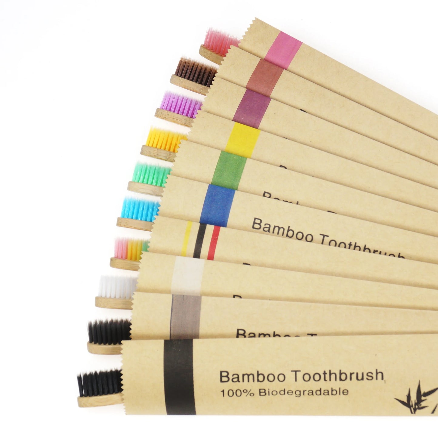 50Pcs Kids Bamboo Toothbrush Soft Bristles Eco Plastic-Free Toothbrushes Oral Care Wooden Tooth Brush Eco Bamboo Handle