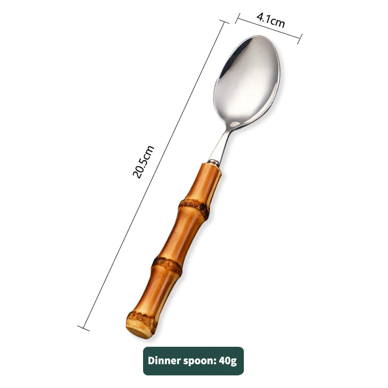 Eco-Friendly Bamboo Handle Cutlery Set | Stainless Steel | Kitchen Essentials