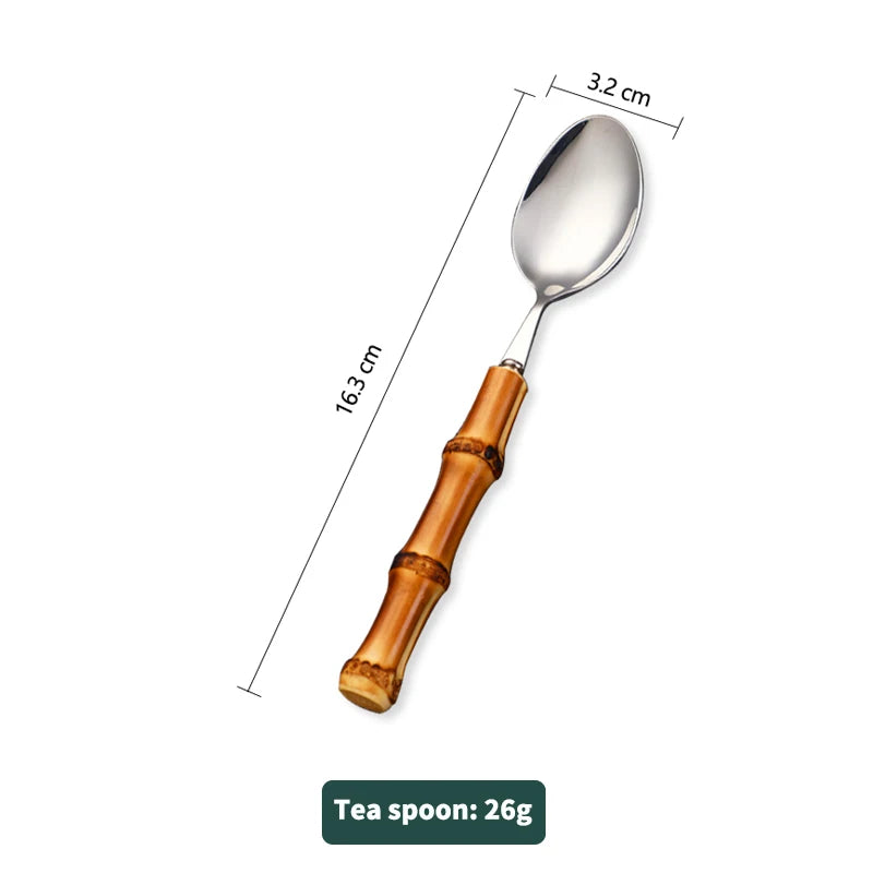 Eco-Friendly Bamboo Handle Cutlery Set | Stainless Steel | Kitchen Essentials