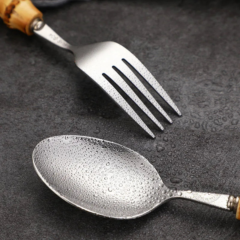 Eco-Friendly Bamboo Handle Cutlery Set | Stainless Steel | Kitchen Essentials