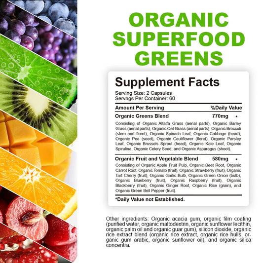 Organic Superfood Greens - Boost Your Health with Antioxidants & Fiber