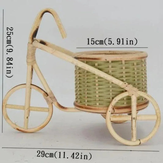 Mini Bamboo Handmade Woven Wicker Straw Basket Rattan for Fruit Food Bread Organization Bicycle Art Crafts Kitchen Desk Decor