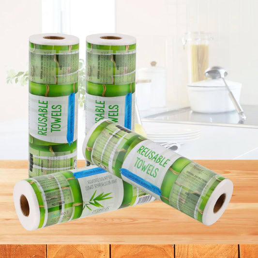 Reusable bamboo paper towels on roll, washable and absorben