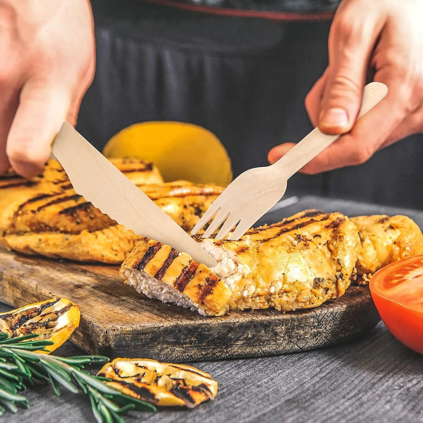 Eco-Friendly Bamboo Tableware Set for Parties - 200 Pcs