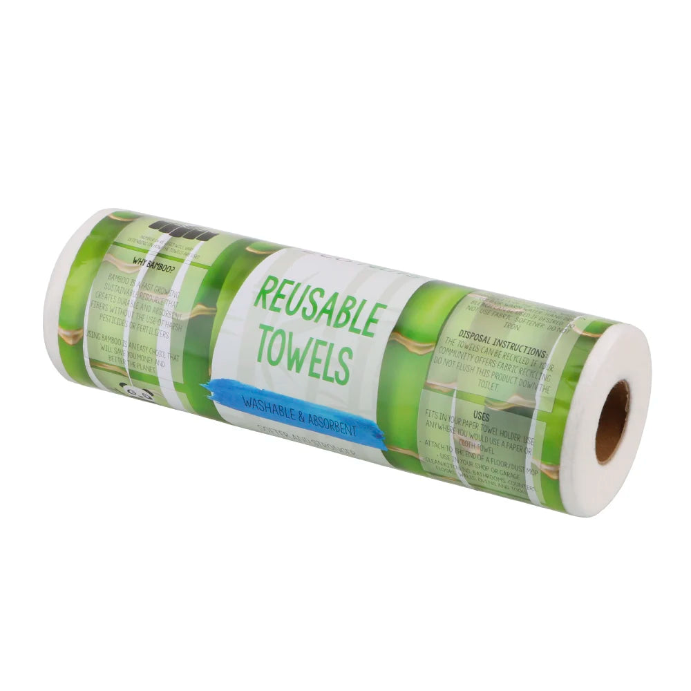 Experience the Luxury of Reusable Bamboo Towels - 25pcs/Roll - Washable & Absorbent