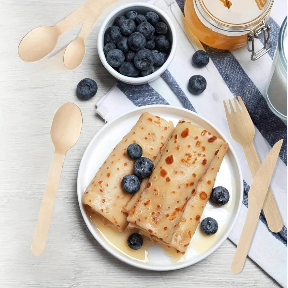 Eco-Friendly Bamboo Tableware Set for Parties - 200 Pcs