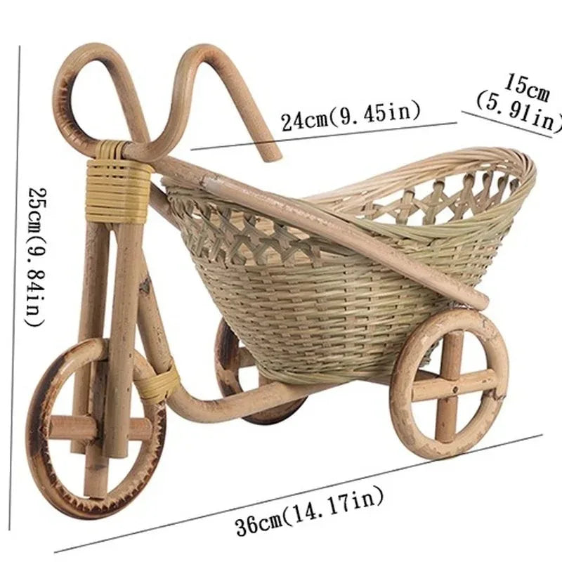 Mini Bamboo Handmade Woven Wicker Straw Basket Rattan for Fruit Food Bread Organization Bicycle Art Crafts Kitchen Desk Decor