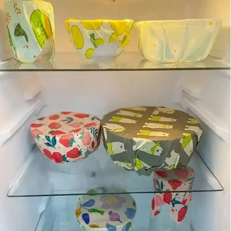 Beeswax Food Wrap Eco Friendly Kitchen Wrap Replacement Organic Natural Bees Wax Reusable Mixed Pattern Beeswax Wraps Bowl Cover