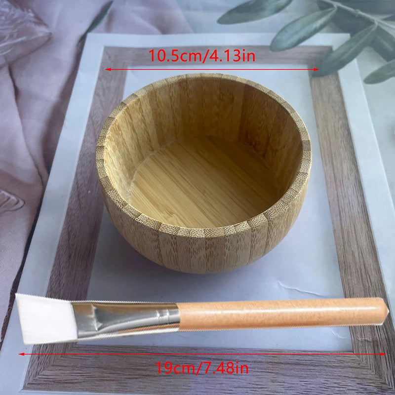 1set Mask Bowl Women Lady DIY Facial Mask Kit Face Mask Bamboo Bowl Mixing Stick Spoon Spatula Kit Cosmetic Beauty Tool SkinCare