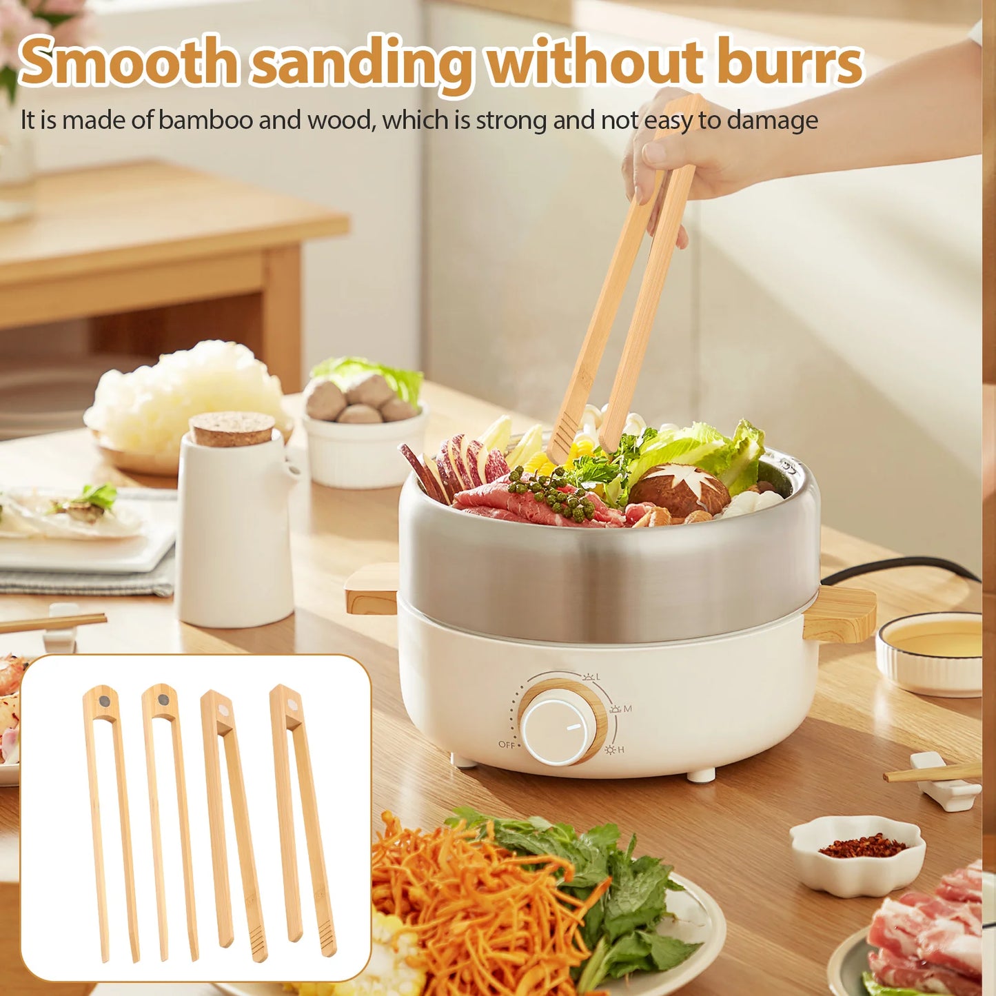 Bamboo Toaster Tong Set Easy to Use Magnet Bamboo Toast Utensil Accessories Sturdy Toaster Cooking Tongs Kit for Bread Bacon