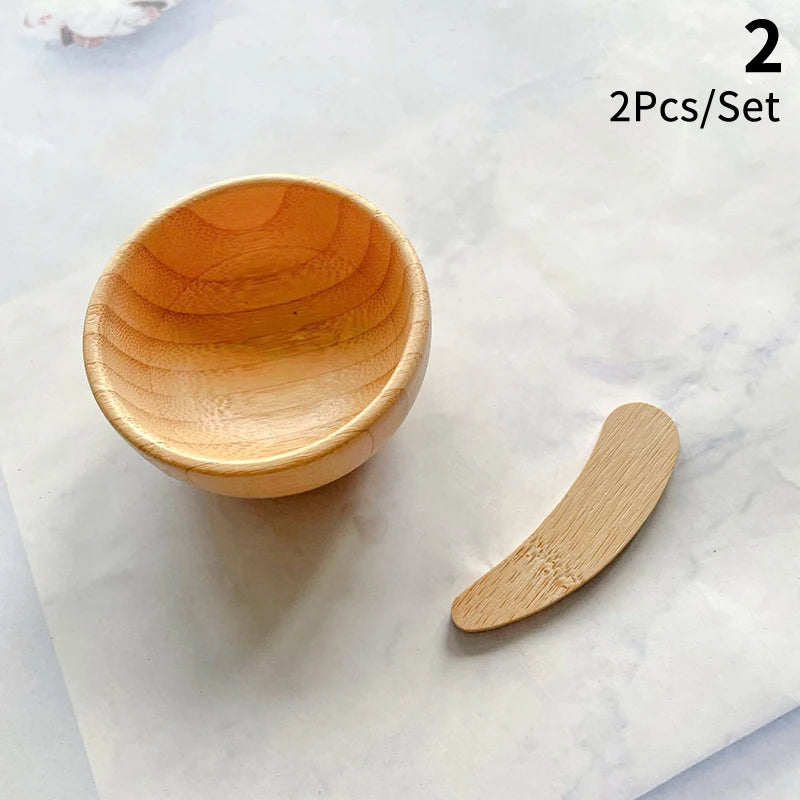 1set Mask Bowl Women Lady DIY Facial Mask Kit Face Mask Bamboo Bowl Mixing Stick Spoon Spatula Kit Cosmetic Beauty Tool SkinCare