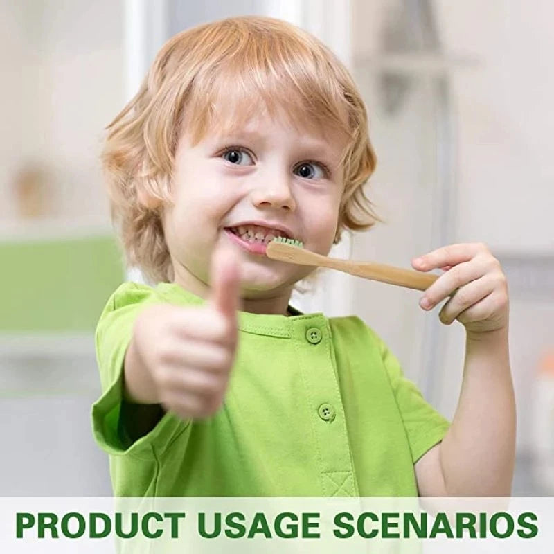50Pcs Kids Bamboo Toothbrush Soft Bristles Eco Plastic-Free Toothbrushes Oral Care Wooden Tooth Brush Eco Bamboo Handle
