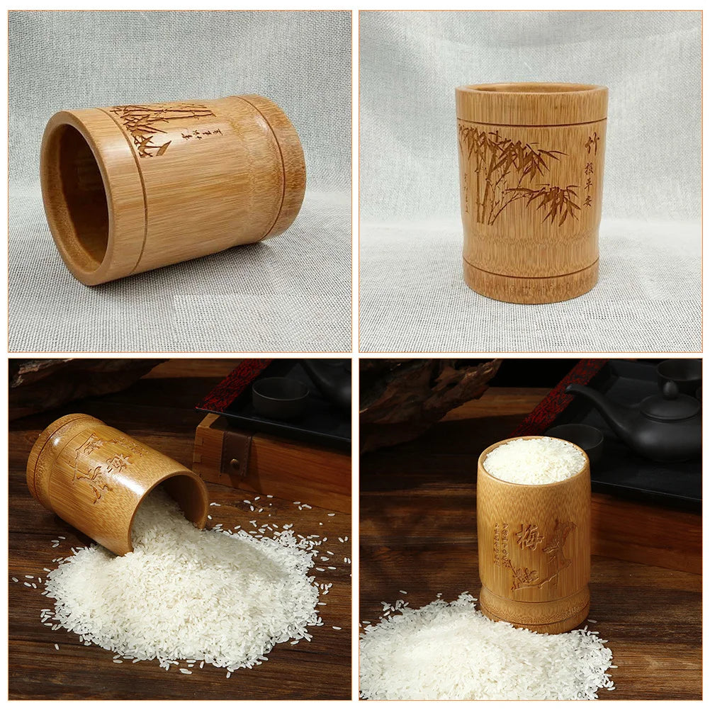 Kitchen Rice Measuring Cup Made of Bamboo Material Non-Stick Easy Clean Scoop for Baking Cooking Multi-Function Storage