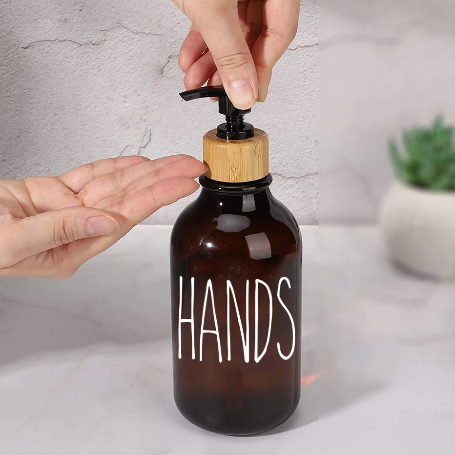 Bamboo Hand Soap Bottles Dispenser Kitchen Dishes Soap Dispenser Refillable Pump Dispenser Bottle Pump Home Organization Case