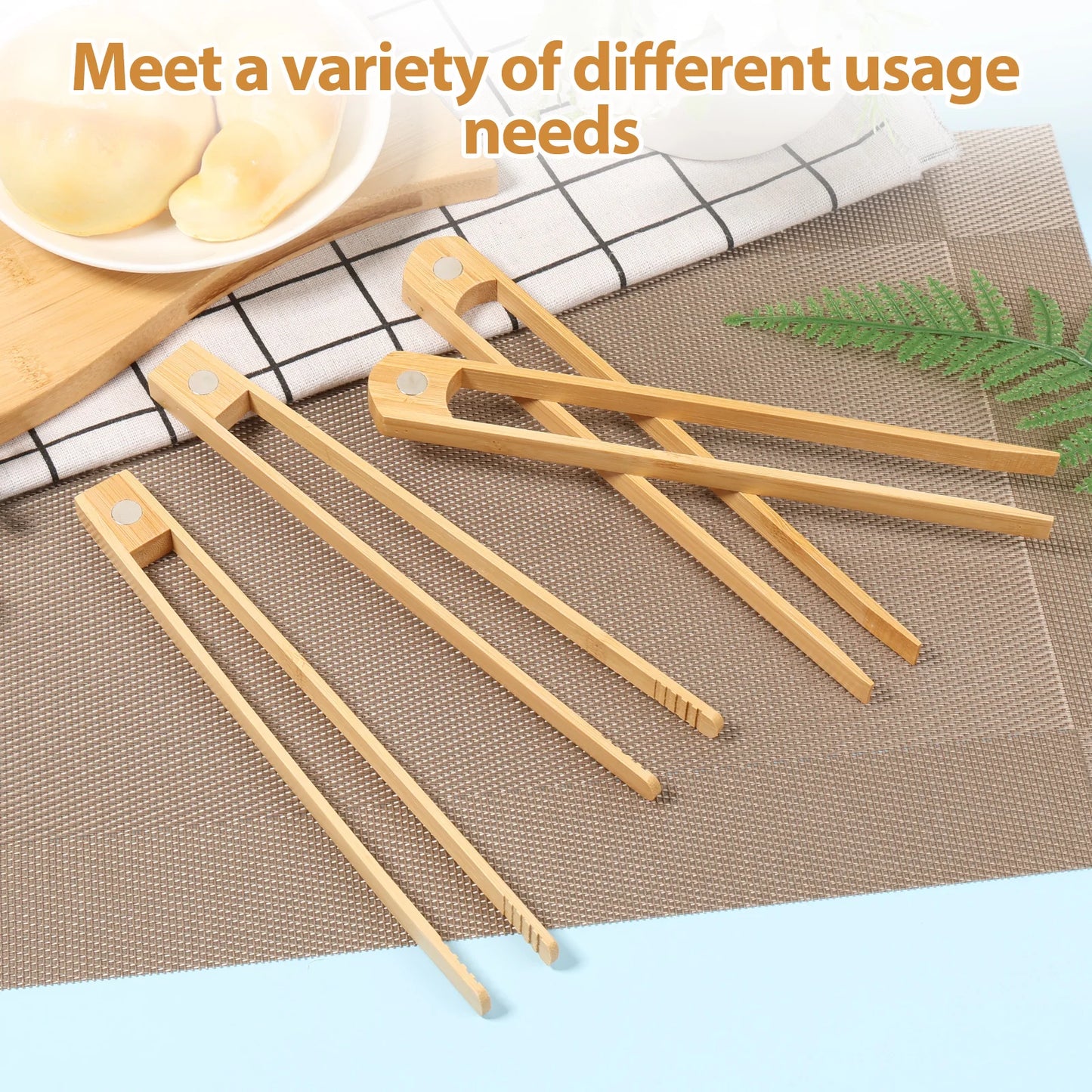 Bamboo Toaster Tong Set Easy to Use Magnet Bamboo Toast Utensil Accessories Sturdy Toaster Cooking Tongs Kit for Bread Bacon