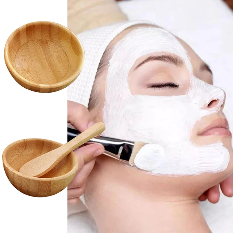 1set Mask Bowl Women Lady DIY Facial Mask Kit Face Mask Bamboo Bowl Mixing Stick Spoon Spatula Kit Cosmetic Beauty Tool SkinCare