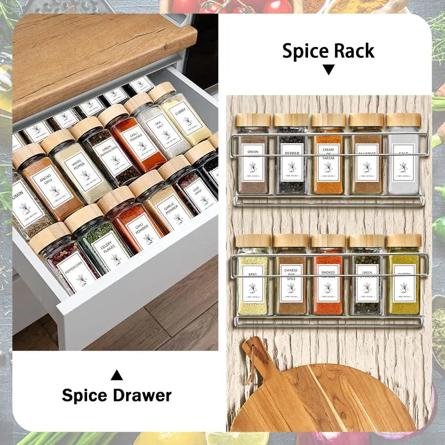 Spice Jars with Lable, 36 Pcs 4 oz Glass Spice Jars with Bamboo Lids, Spice Containers Bottles, Glass Seasoning Jars with Shake