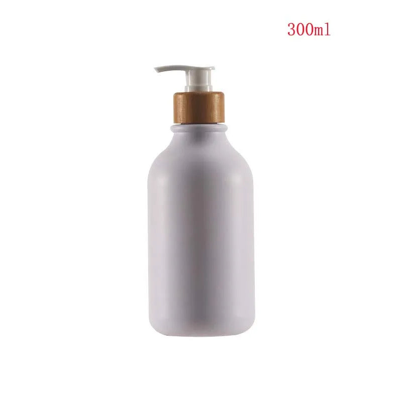 1PCS 300/500ML Bamboo Pump Dispenser Bathroom Shampoo Dish Soap Bottle Lotion Refillable Shower Gel Liquid Frosted Container